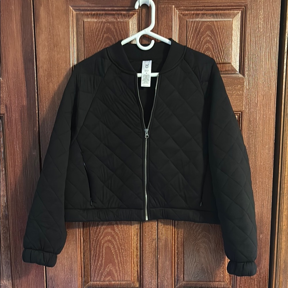 Member's Mark Black Cropped Quilted Bomber Jacket XL